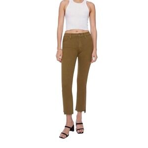 Mother The Insider Crop Step Fray Jeans Fir Green High Rise Olive 27 New